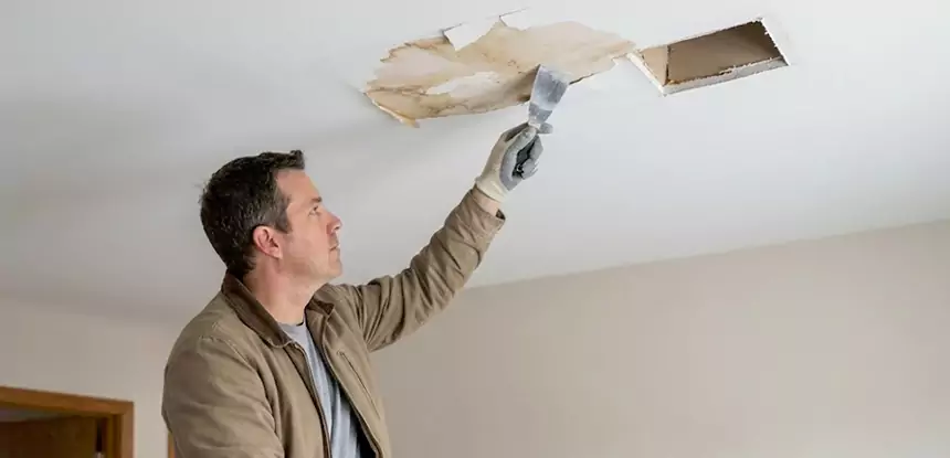 Ceiling Water Stain and Drywall Repair in Lenexa